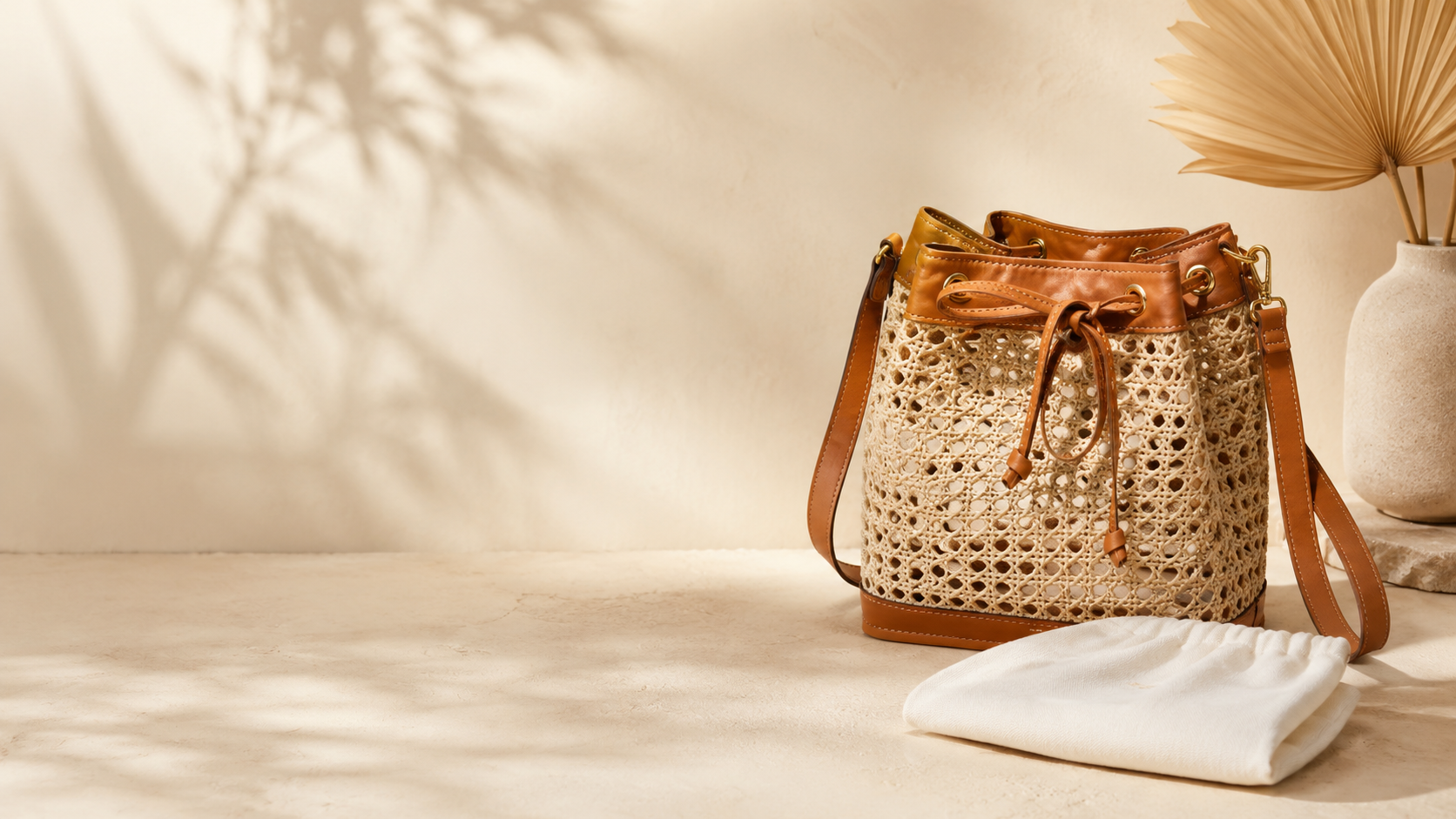 Handwoven abaca bucket bag